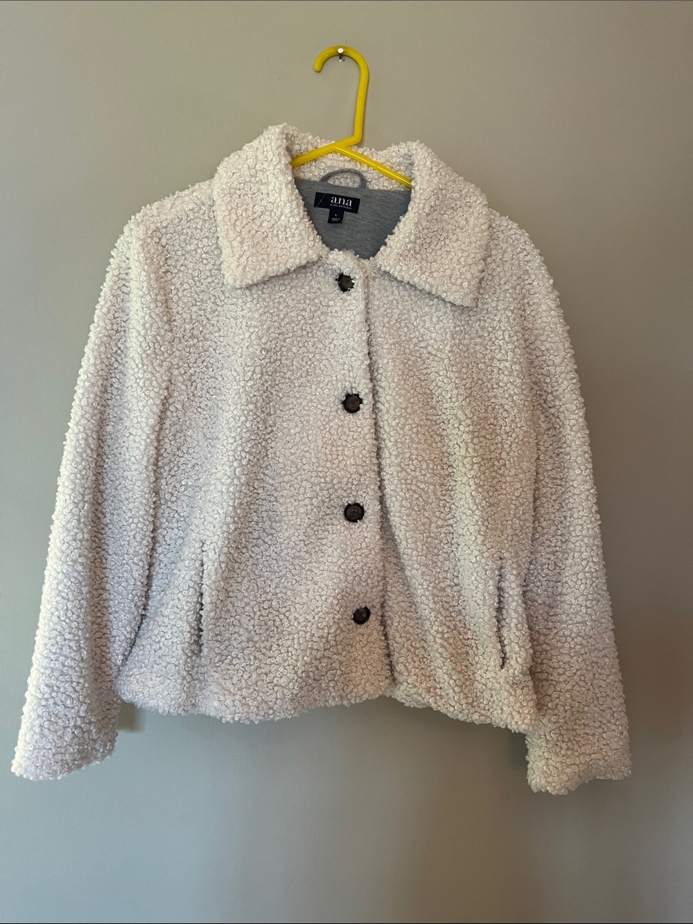 a.n.a Cream Teddy Button-Up Jacket